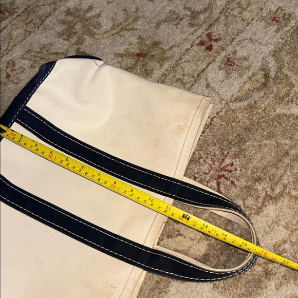 LL BEAN 80s vintage Canvas Boat and Tote Bag Blue and White Sawtooth tag - Picture 11 of 16